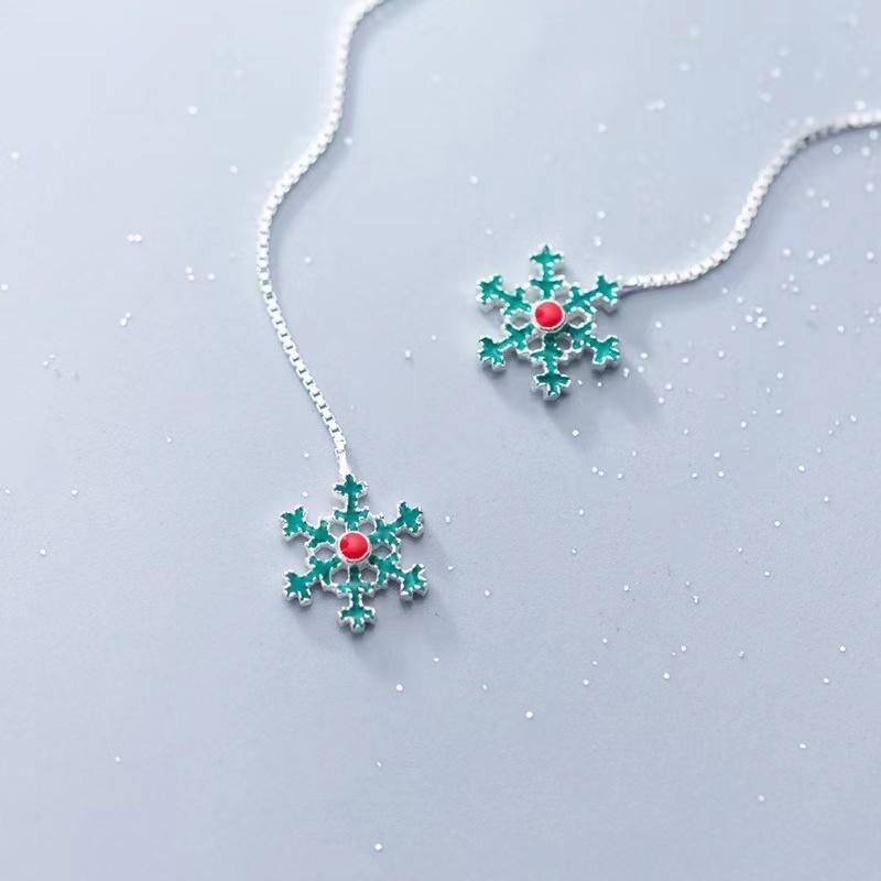 S925 Snowflake Ear Line Earrings