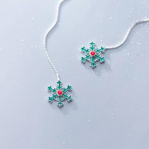 S925 Snowflake Ear Line Earrings