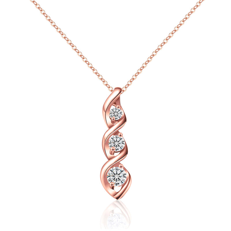 For Mother - S925 Thanks for Sharing Your DNA Three Diamond Spiral Necklace