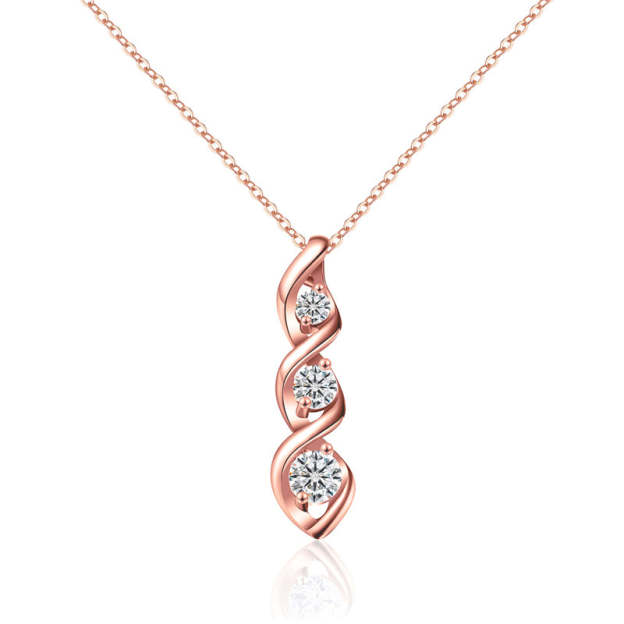 For Mother - S925 Thanks for Sharing Your DNA Three Diamond Spiral Necklace