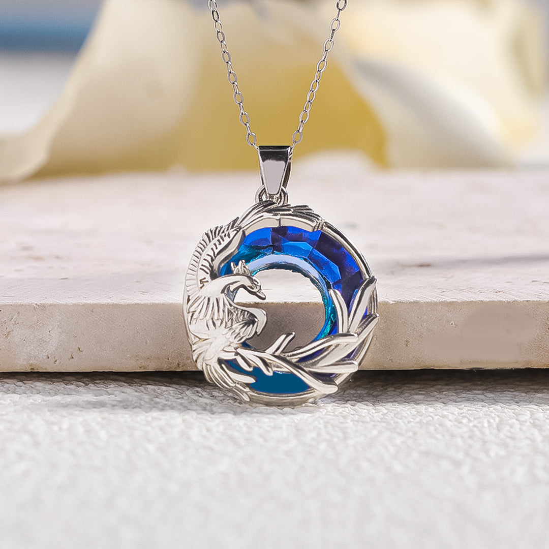 S925 I Survived Because The Fire Inside Me Burns Brighter Than The Fire Around Me Phoenix Crystal Necklace
