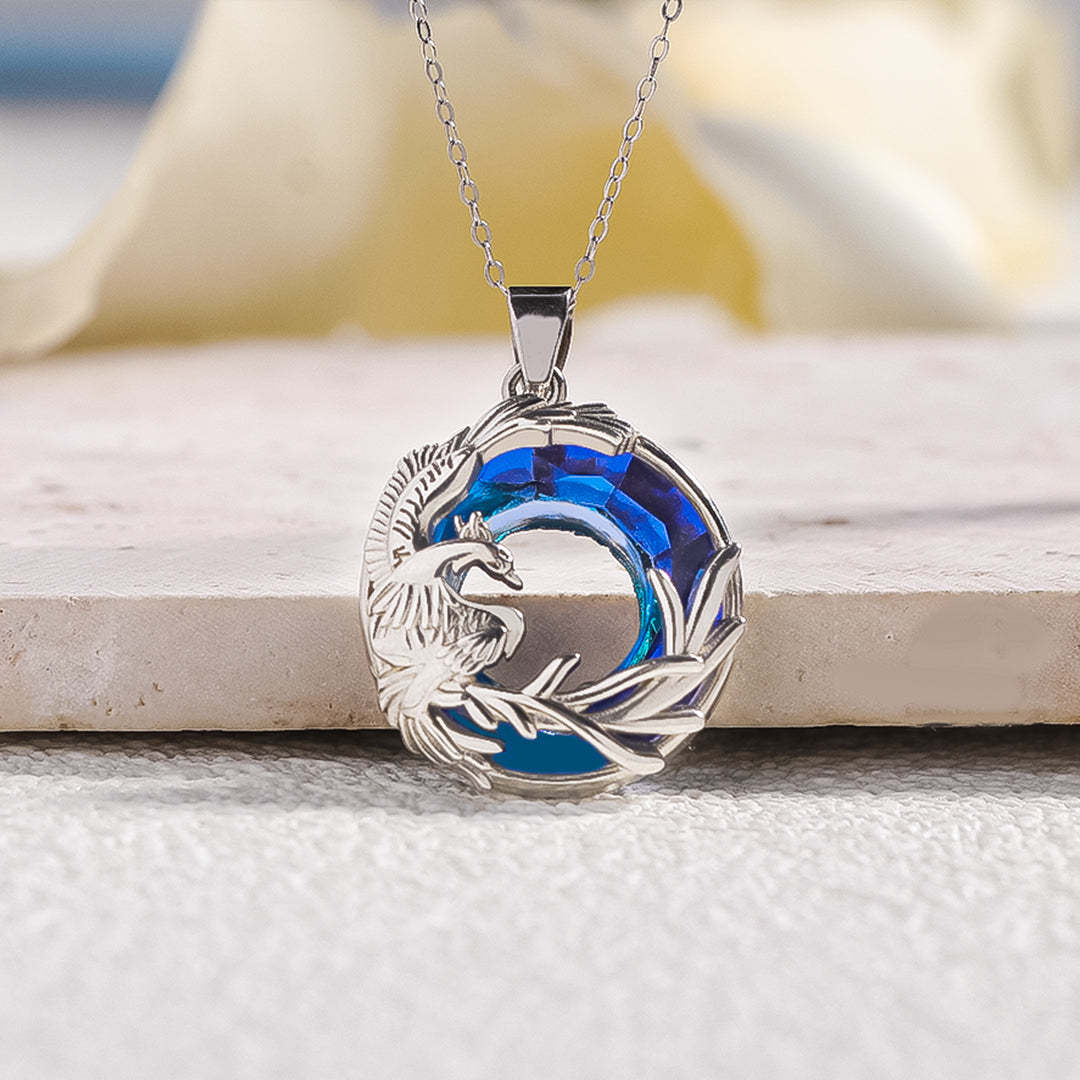 S925 I Survived Because The Fire Inside Me Burns Brighter Than The Fire Around Me Phoenix Crystal Necklace