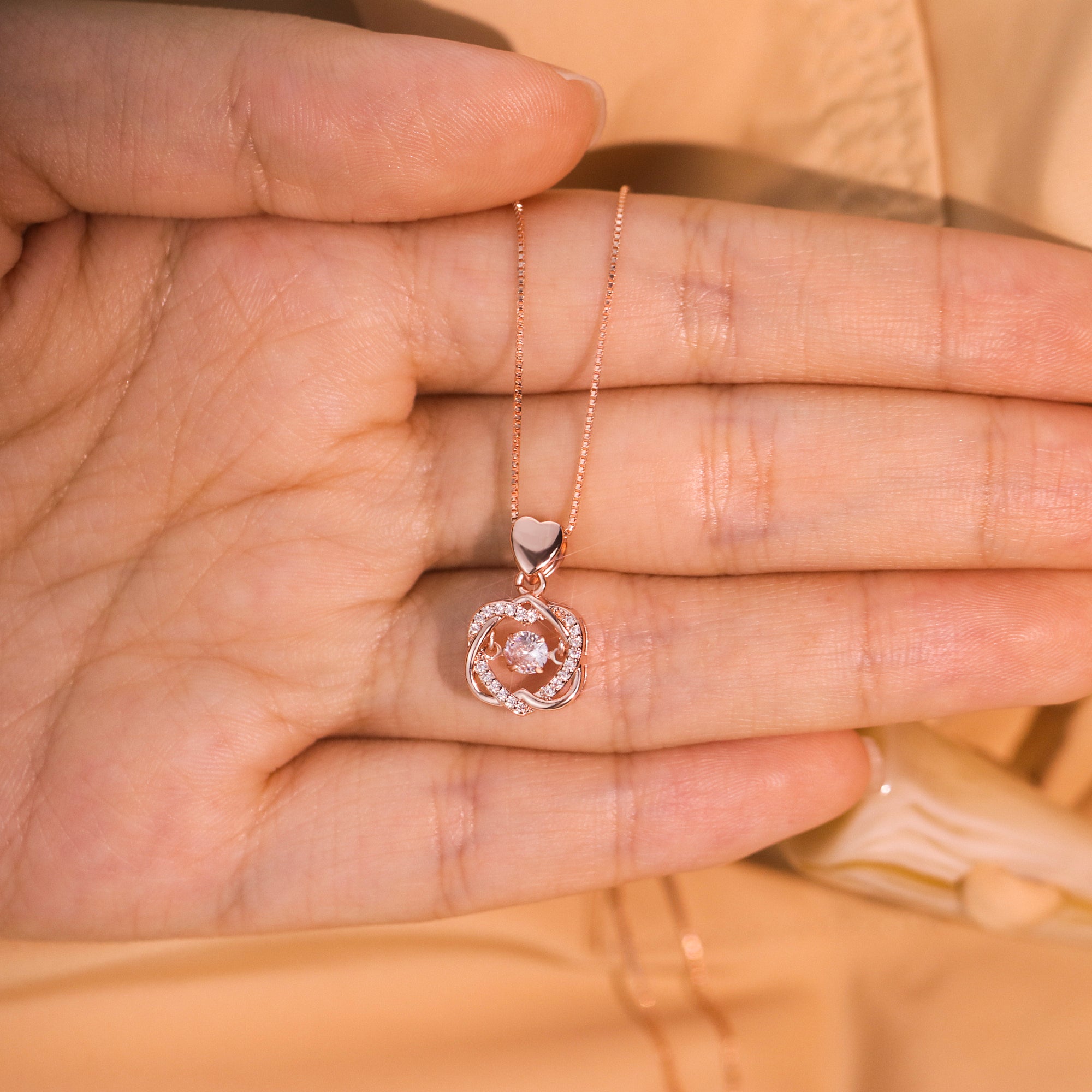 For Granddaughter - S925 Side by Side or Miles Apart We're Connected by Heart Love Knot Necklace