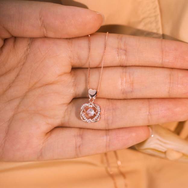 For Granddaughter - S925 Side by Side or Miles Apart We're Connected by Heart Love Knot Necklace