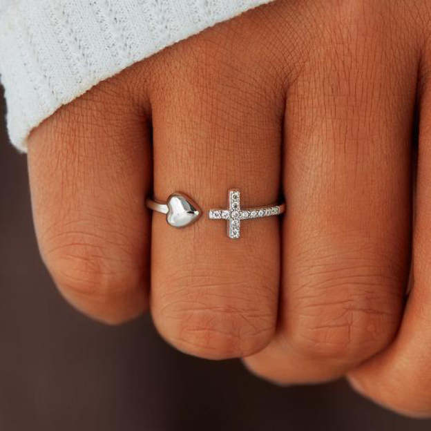 For Daughter - Pray On It Pray Over It Pray Through It Heart And Cross Ring