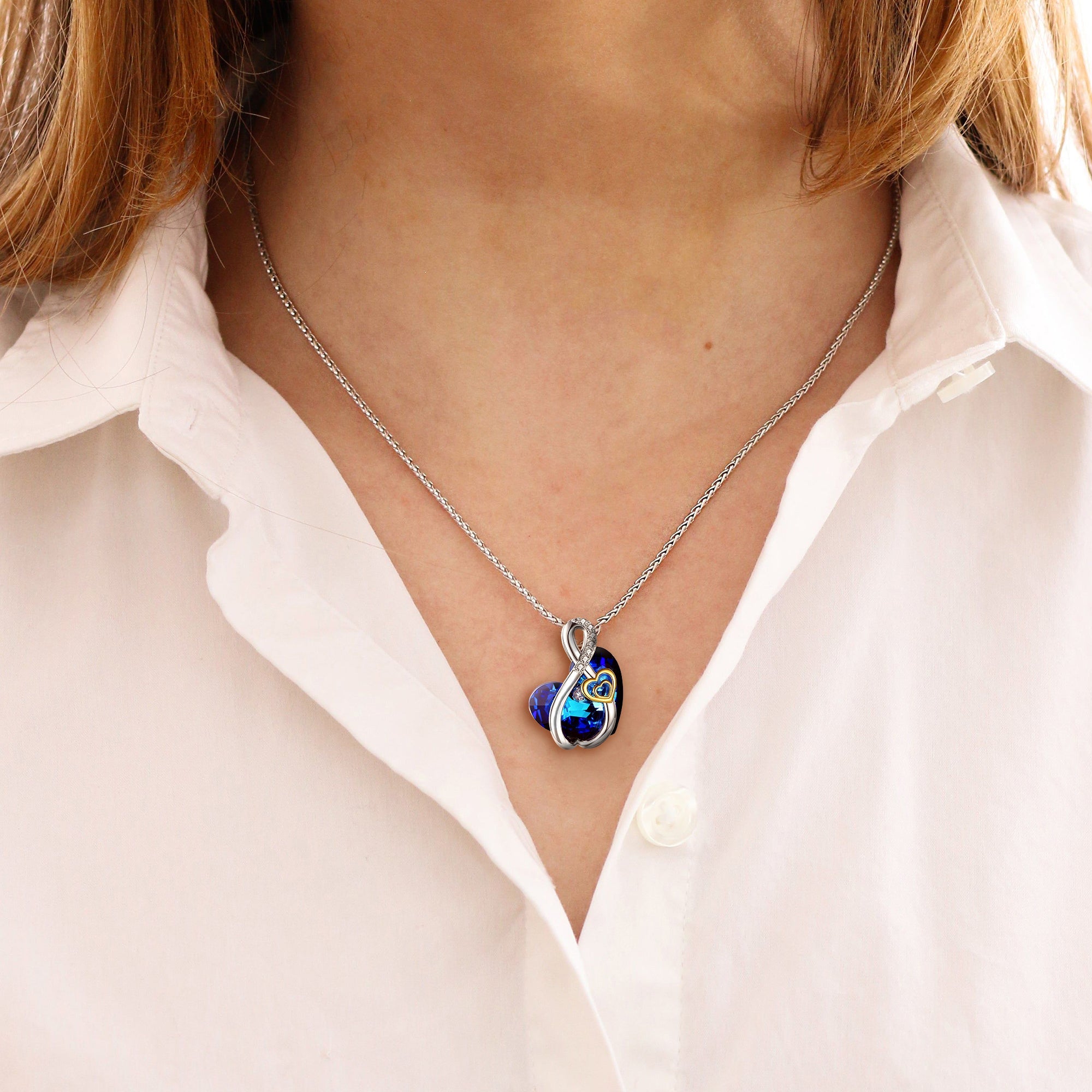 For Love - S925 I Love You until Infinity Runs Out Gold Love Infinity Crystal Necklace