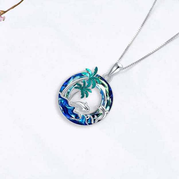 S925 Sometimes You Need to Slow Down and Breathe Palm Tree Crystal Necklace