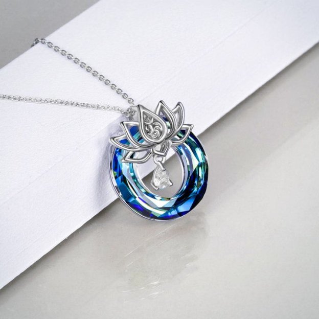 OM Crystal Hallow Lotus Necklace