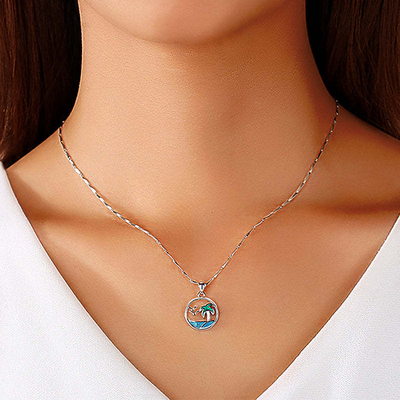 S925 Slow Down and Breath Palm Tree Necklace