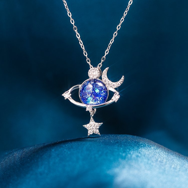 For Bonus Daughter - S925 You are The Most Special Star in The Universe Blue Star Crystal Necklace