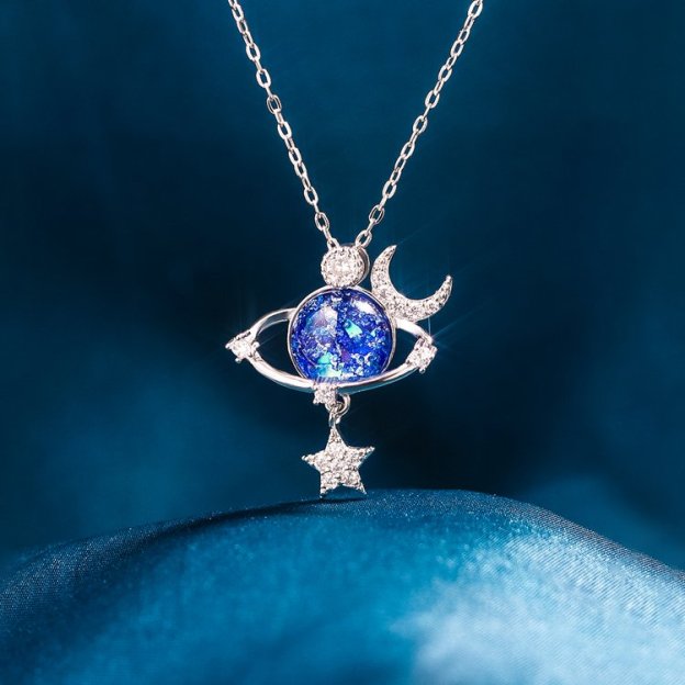 For Bonus Daughter - S925 You are The Most Special Star in The Universe Blue Star Crystal Necklace