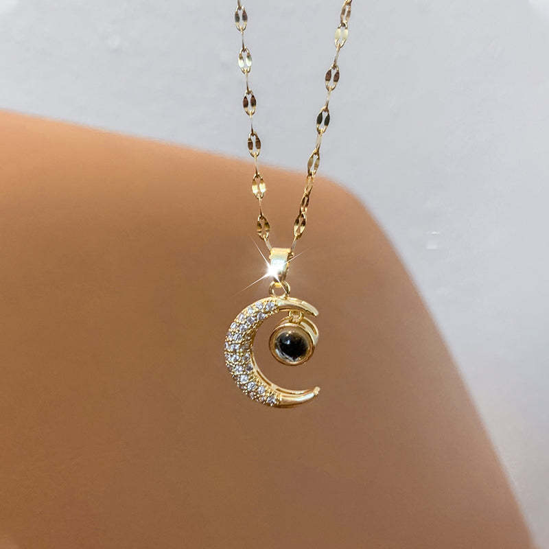 I Love You to the Moon and Back Projective Moon Necklace