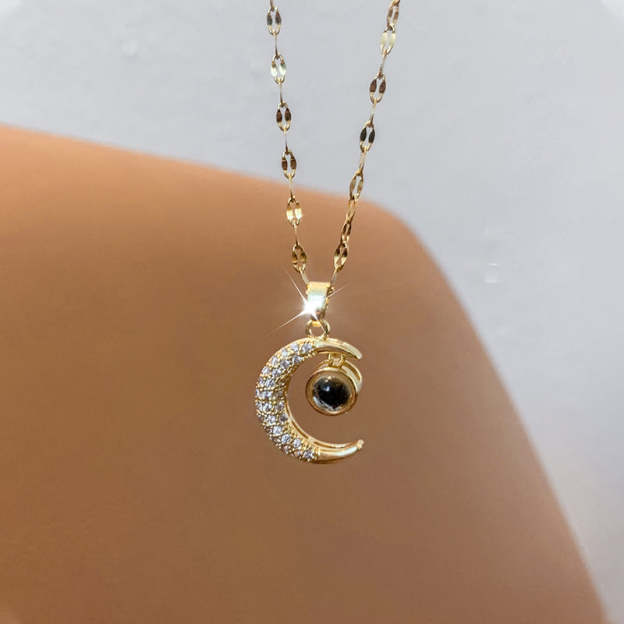 I Love You to the Moon and Back Projective Moon Necklace