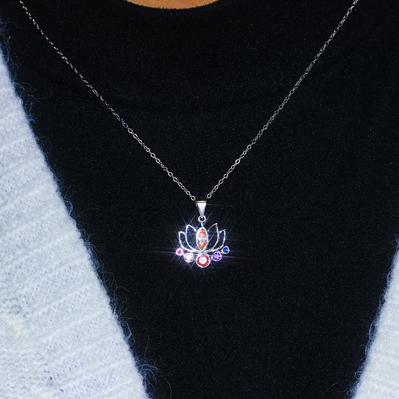 S925 No Mud No Lotus Hallow Lotus Necklace