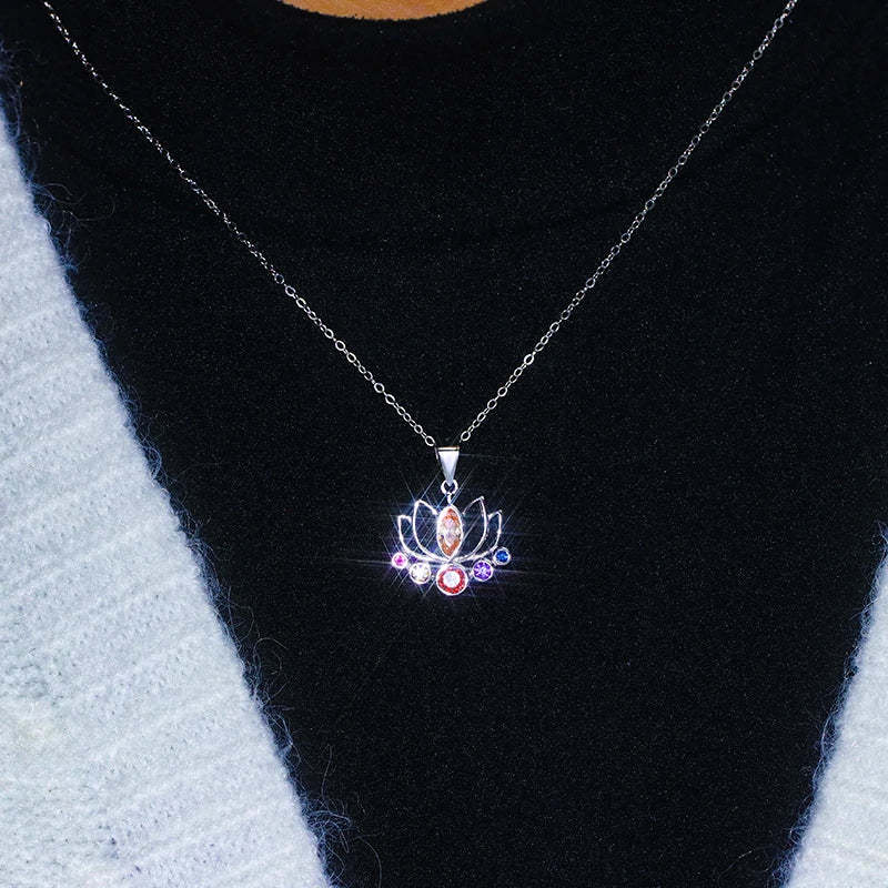 S925 No Mud No Lotus Hallow Lotus Necklace