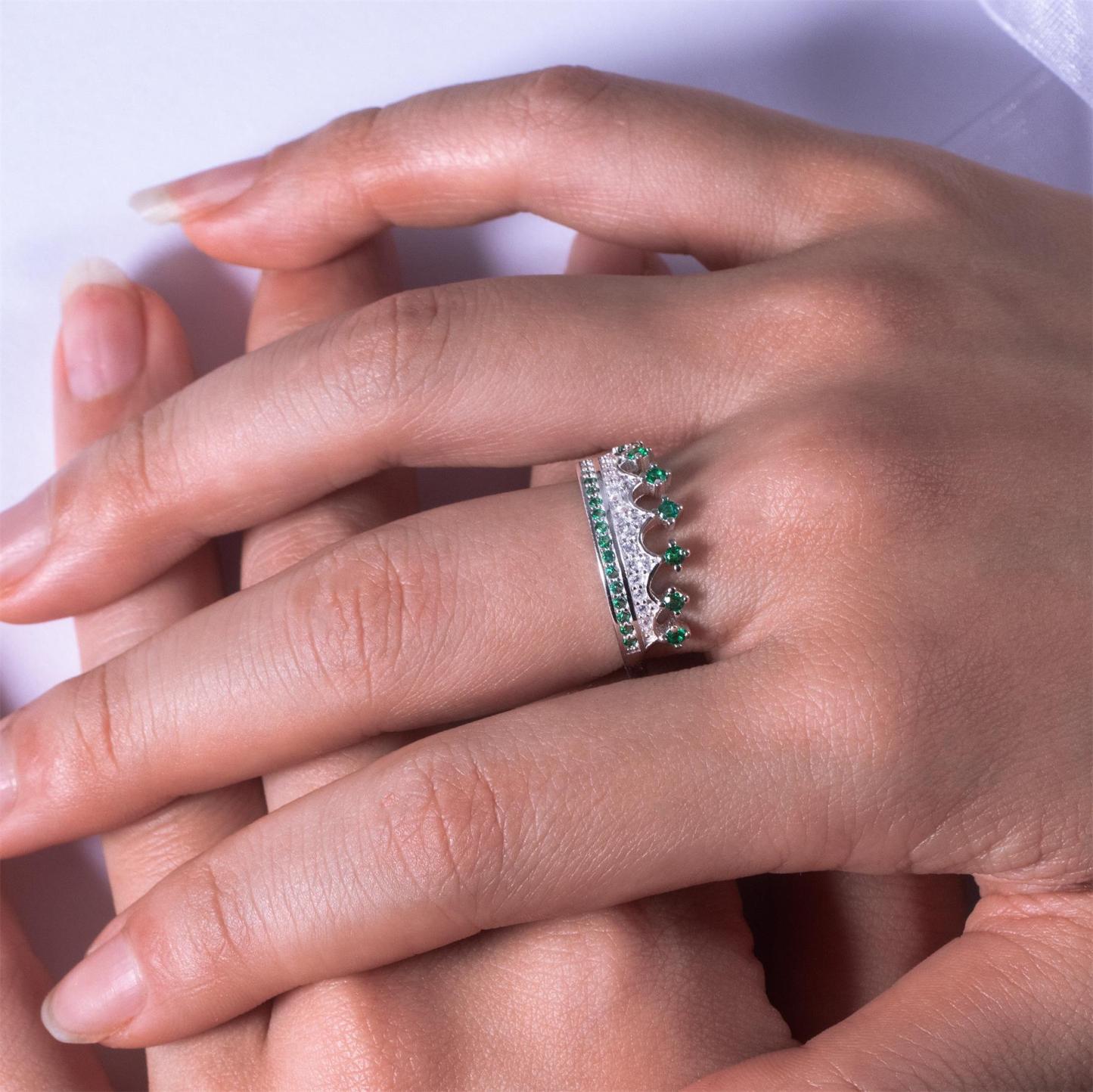 S925 The Green Crown Ring