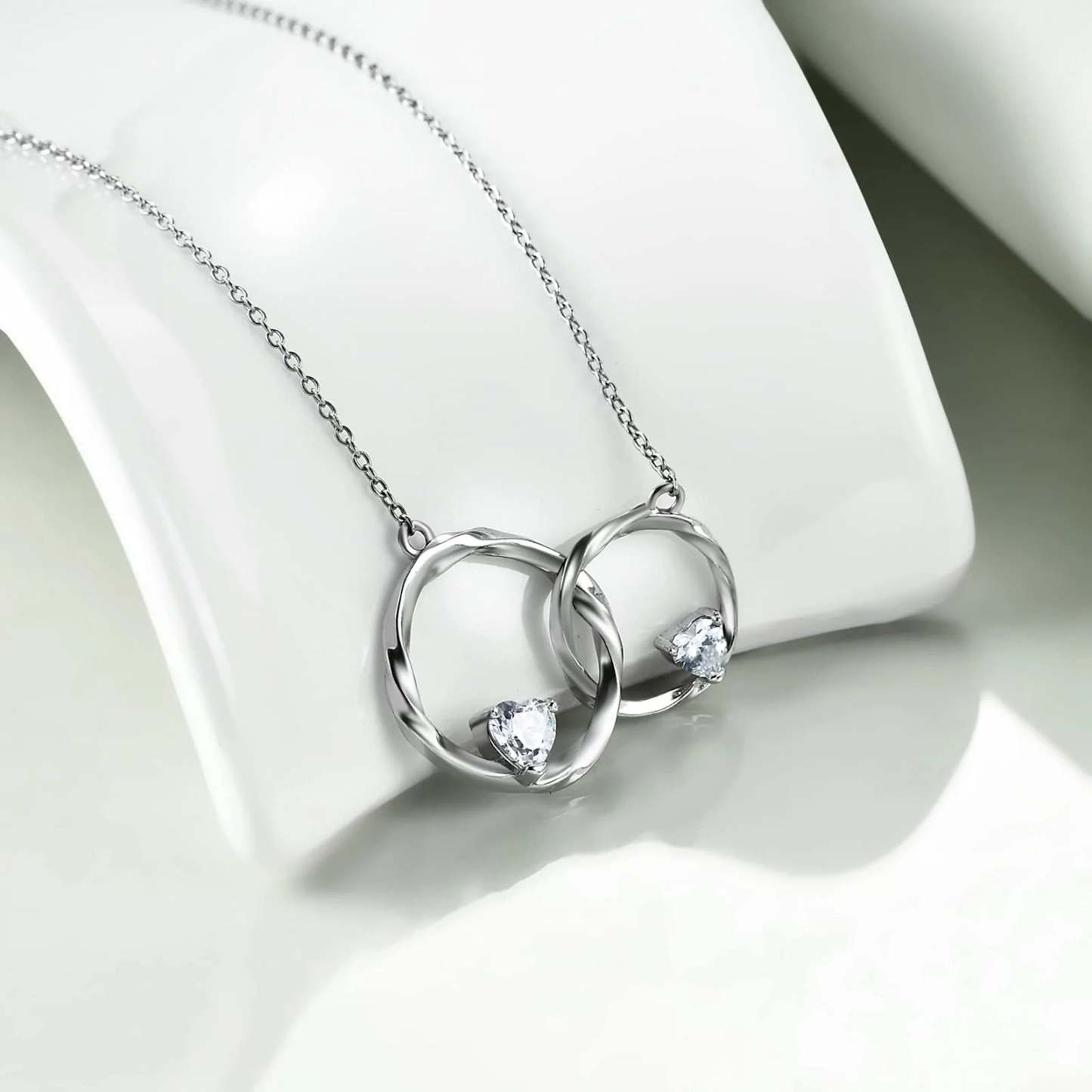 For Granddaughter - S925 The Love Between A Grandmother and Granddaughter is Forever Linked Circle Heart Necklace