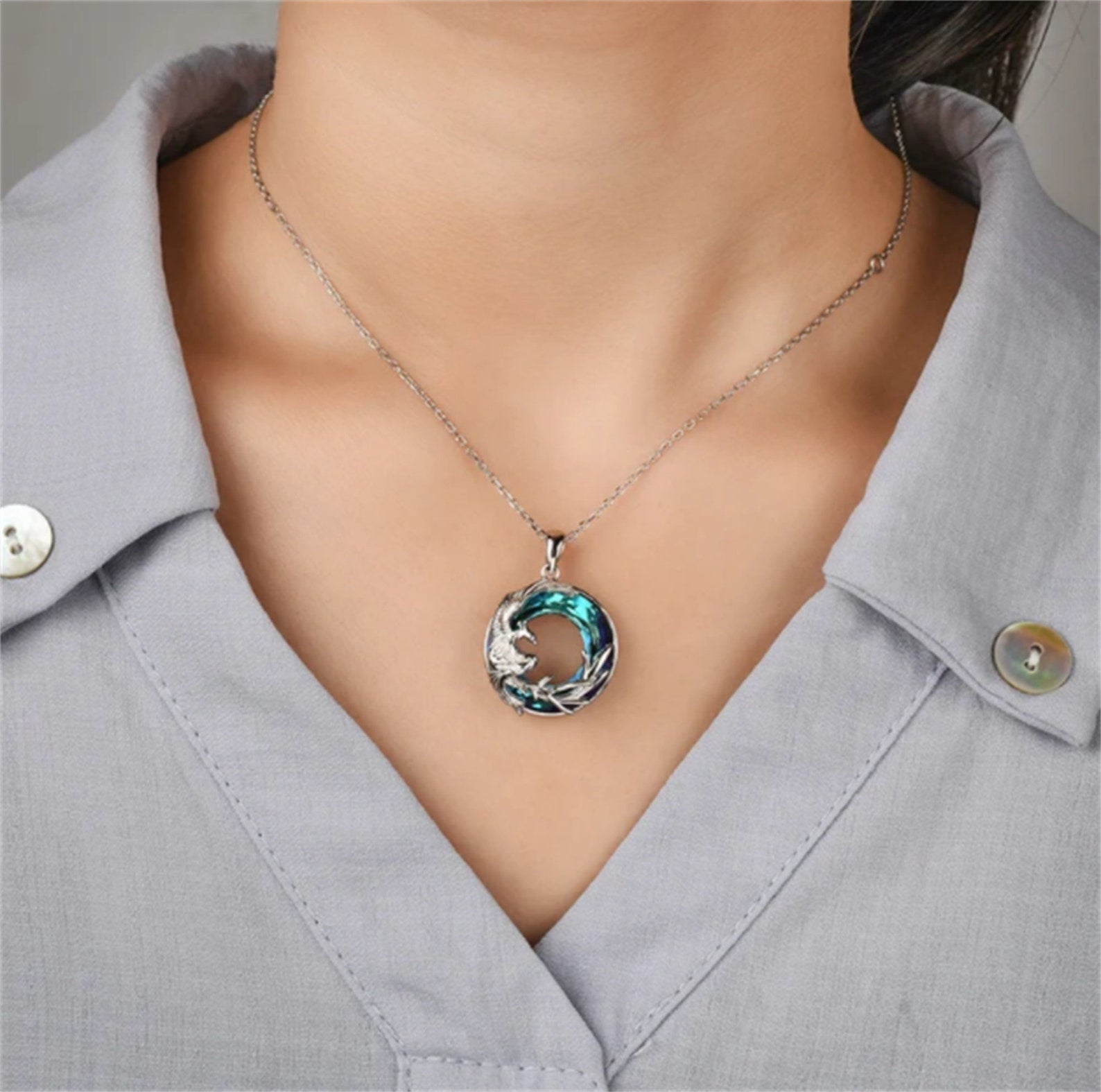 S925 I Survived Because The Fire Inside Me Burns Brighter Than The Fire Around Me Phoenix Crystal Necklace
