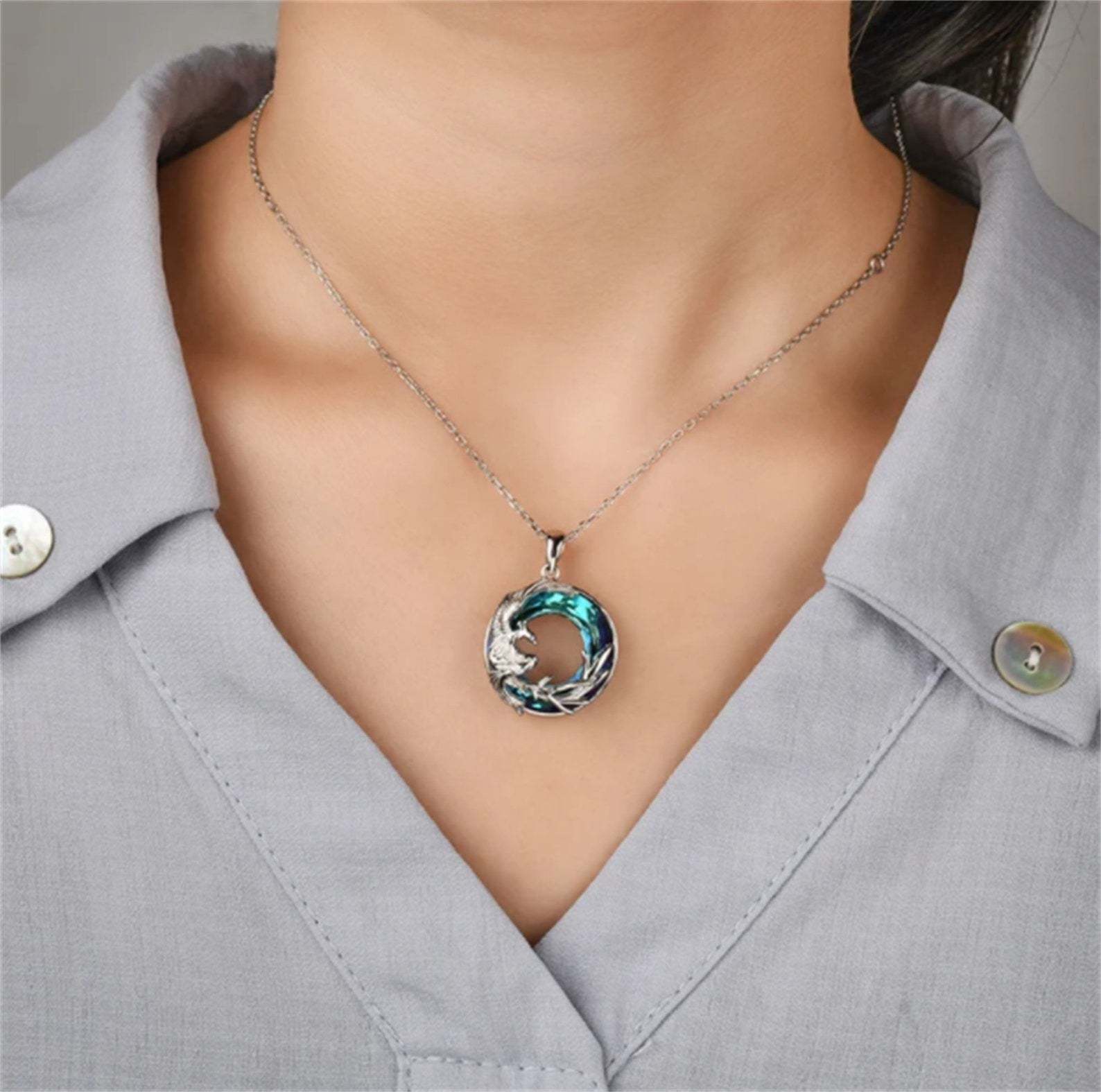 S925 I Survived Because The Fire Inside Me Burns Brighter Than The Fire Around Me Phoenix Crystal Necklace
