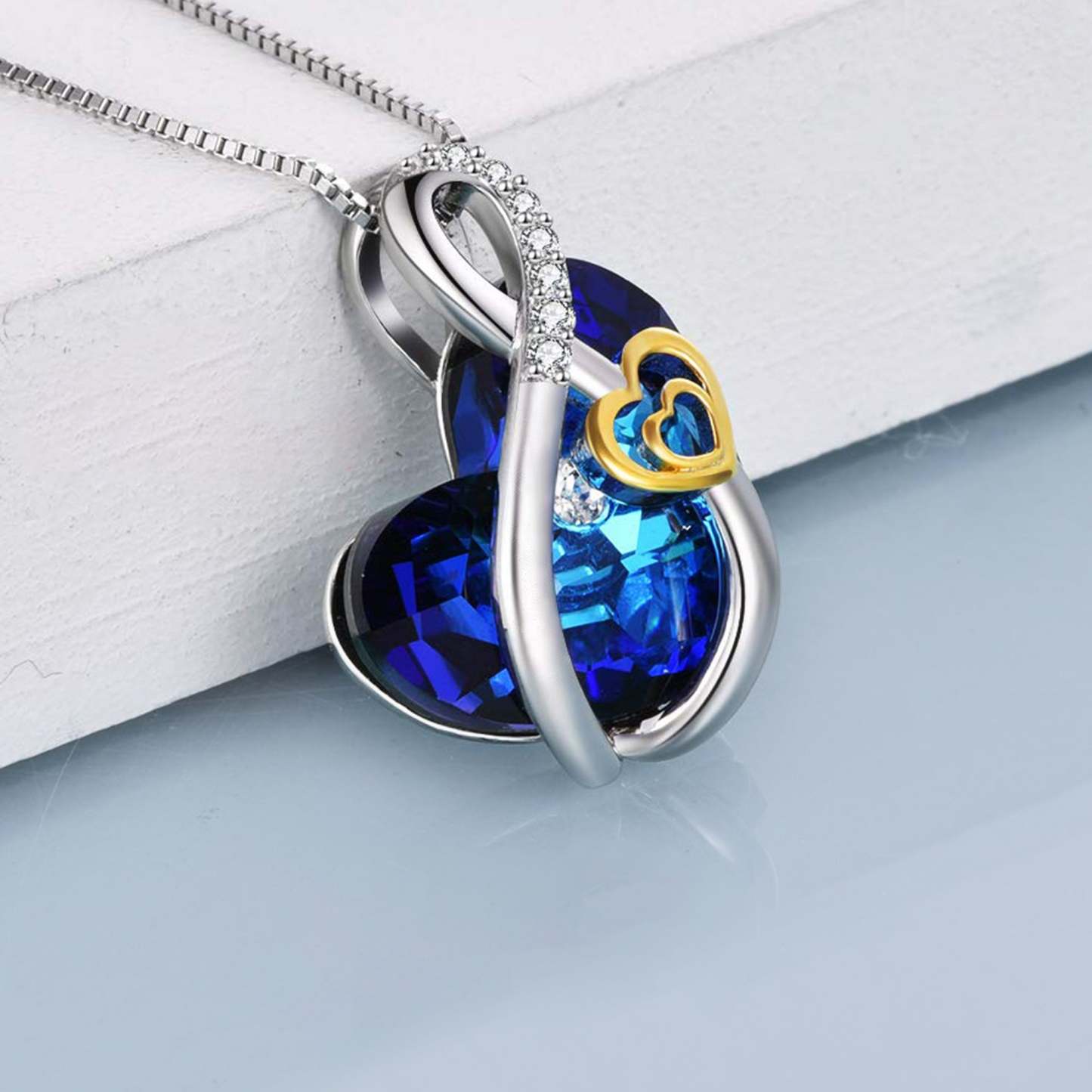 For Love - S925 I Love You until Infinity Runs Out Gold Love Infinity Crystal Necklace