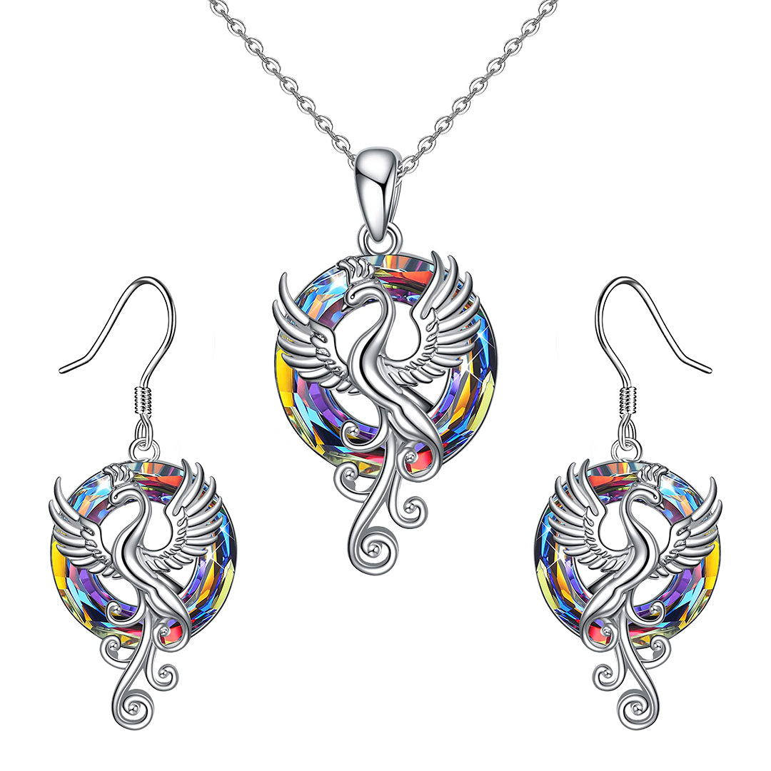S925 The Fire inside Me  Burns Brighter  than the Fire around Me Flying Phoenix necklace