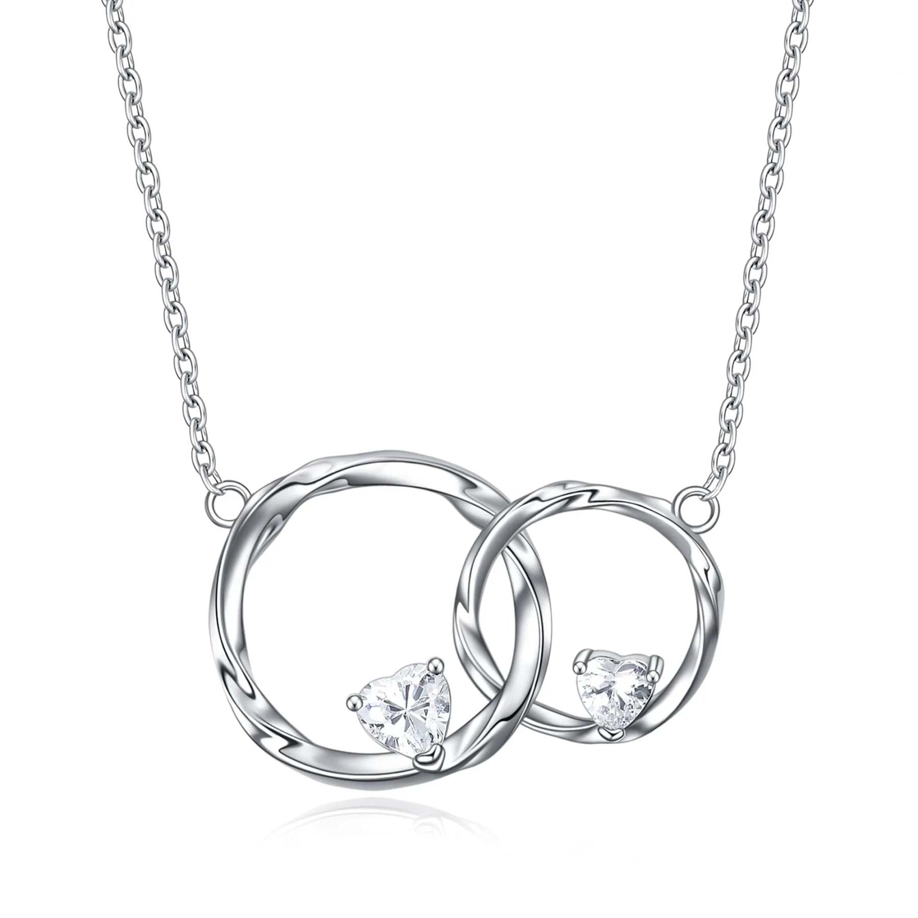 For Granddaughter - S925 The Love Between A Grandmother and Granddaughter is Forever Linked Circle Heart Necklace
