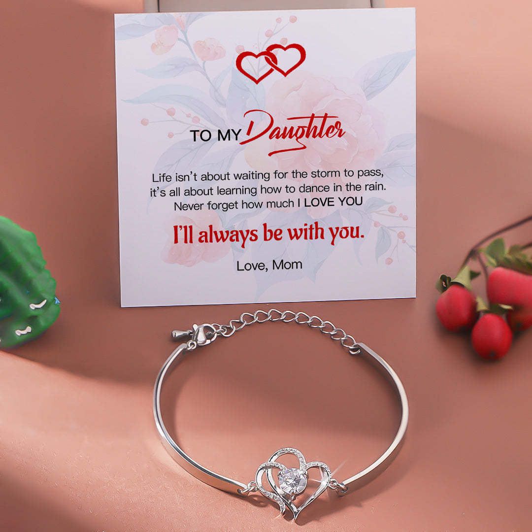 For Daughter - S925 I’ll Always be with You Double Heart Crystal Bracelet