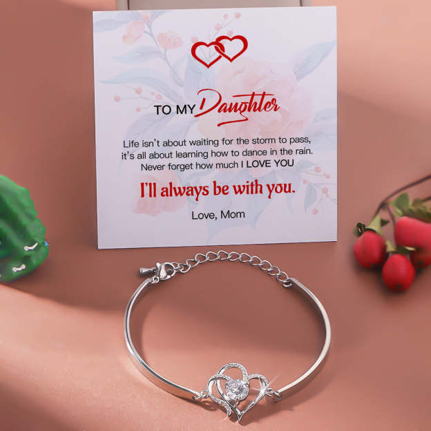 For Daughter - S925 I’ll Always be with You Double Heart Crystal Bracelet