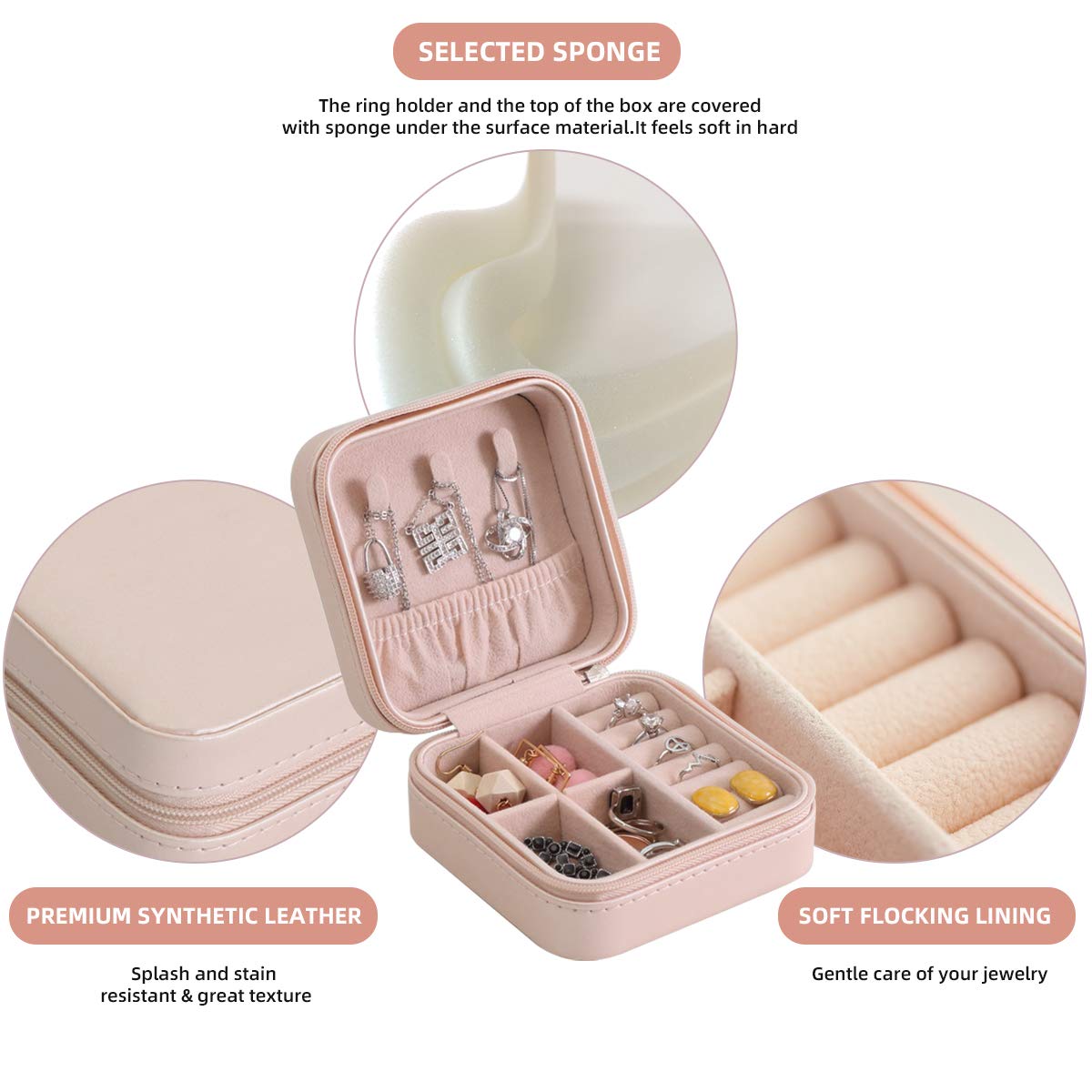 Pink Zipper Storage Jewelry Pack