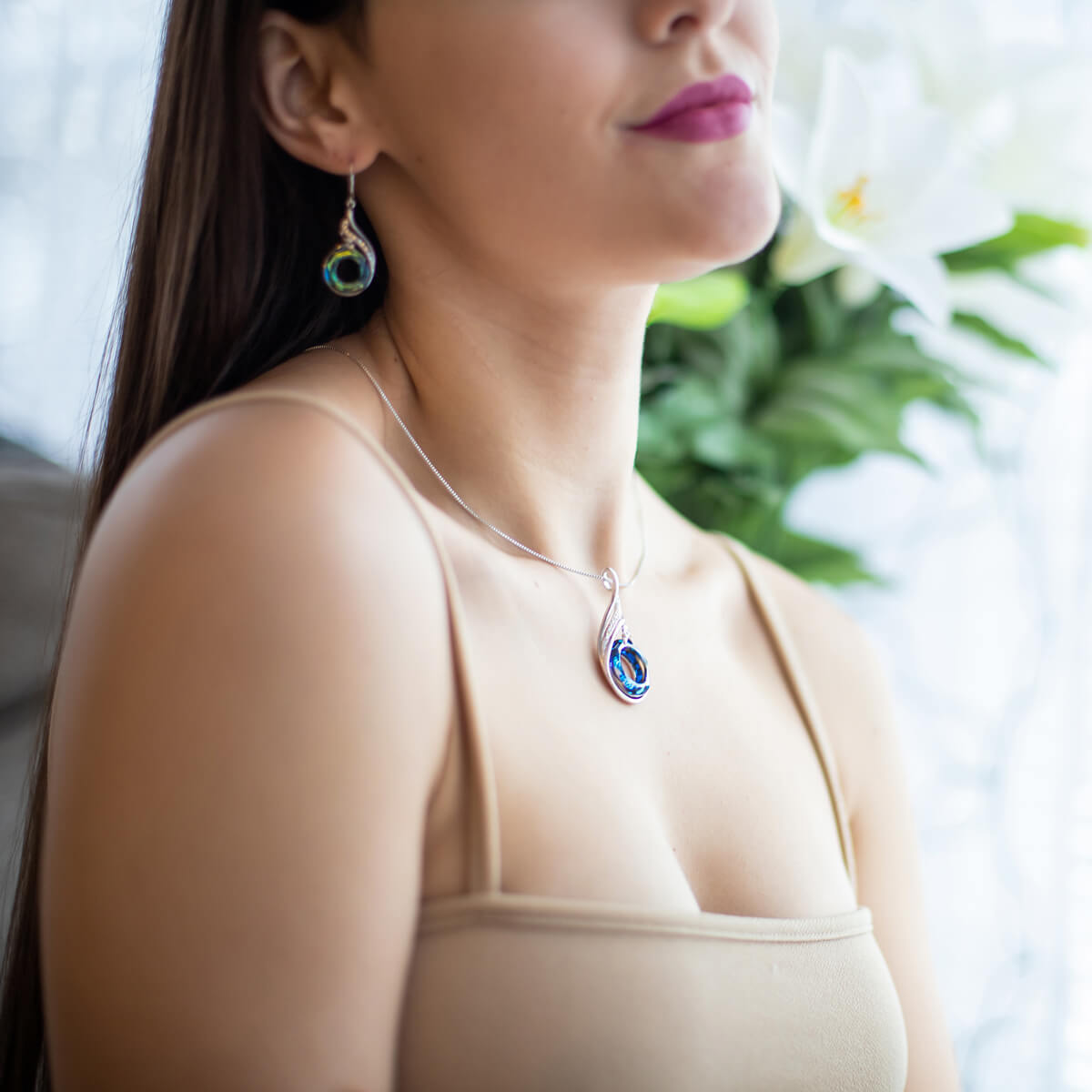 For Self - I Survived Because The Fire Inside Me Burns Brighter Than The Fire Around Me Crystal Necklace