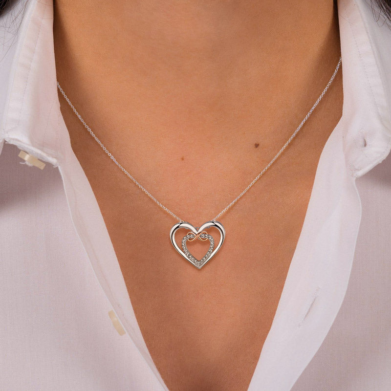 For Granddaughter - S925 Always Keep Me in Your Heart for You are Always in Mine Two hearts Infinity Necklace