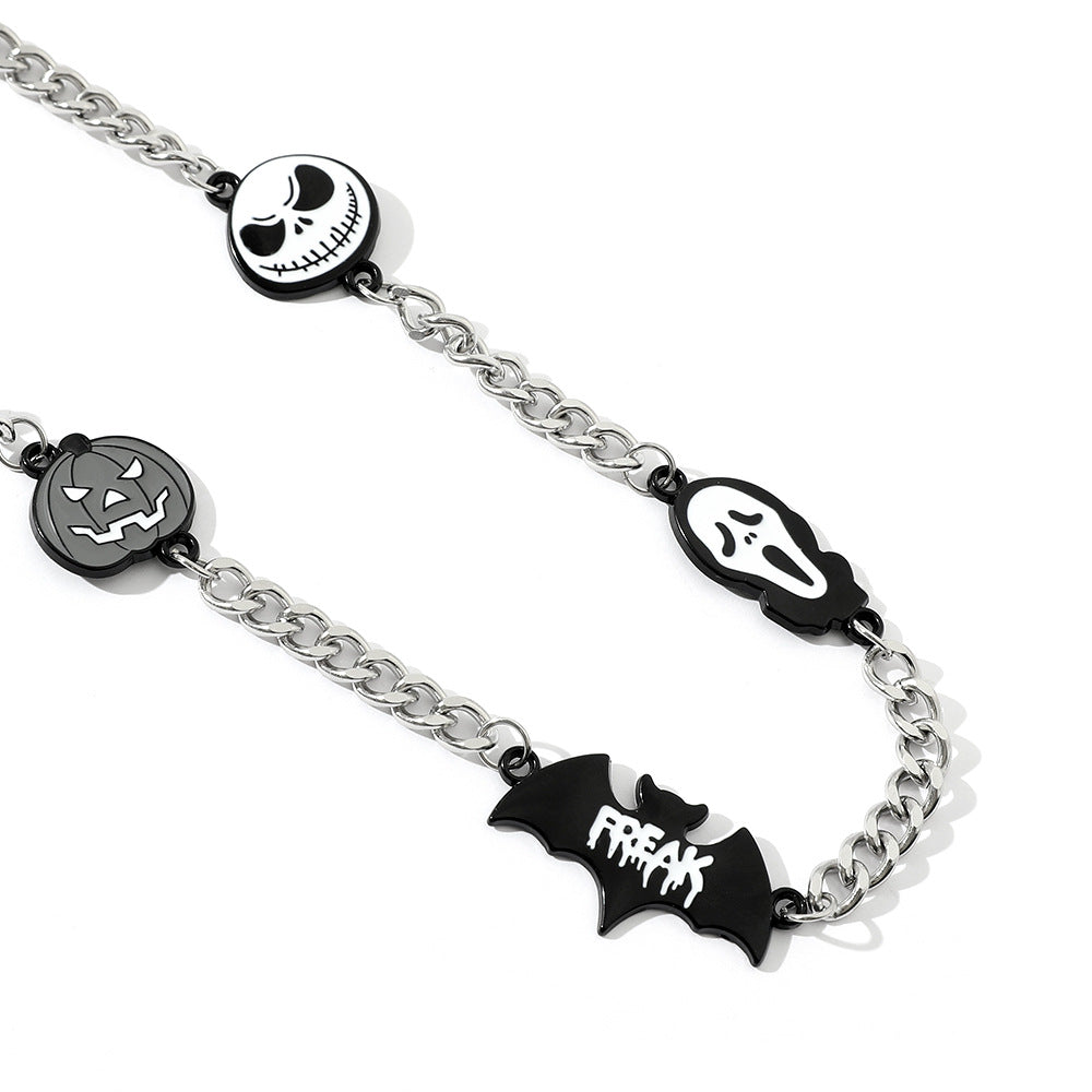 Skull Pumpkin Bat Necklace