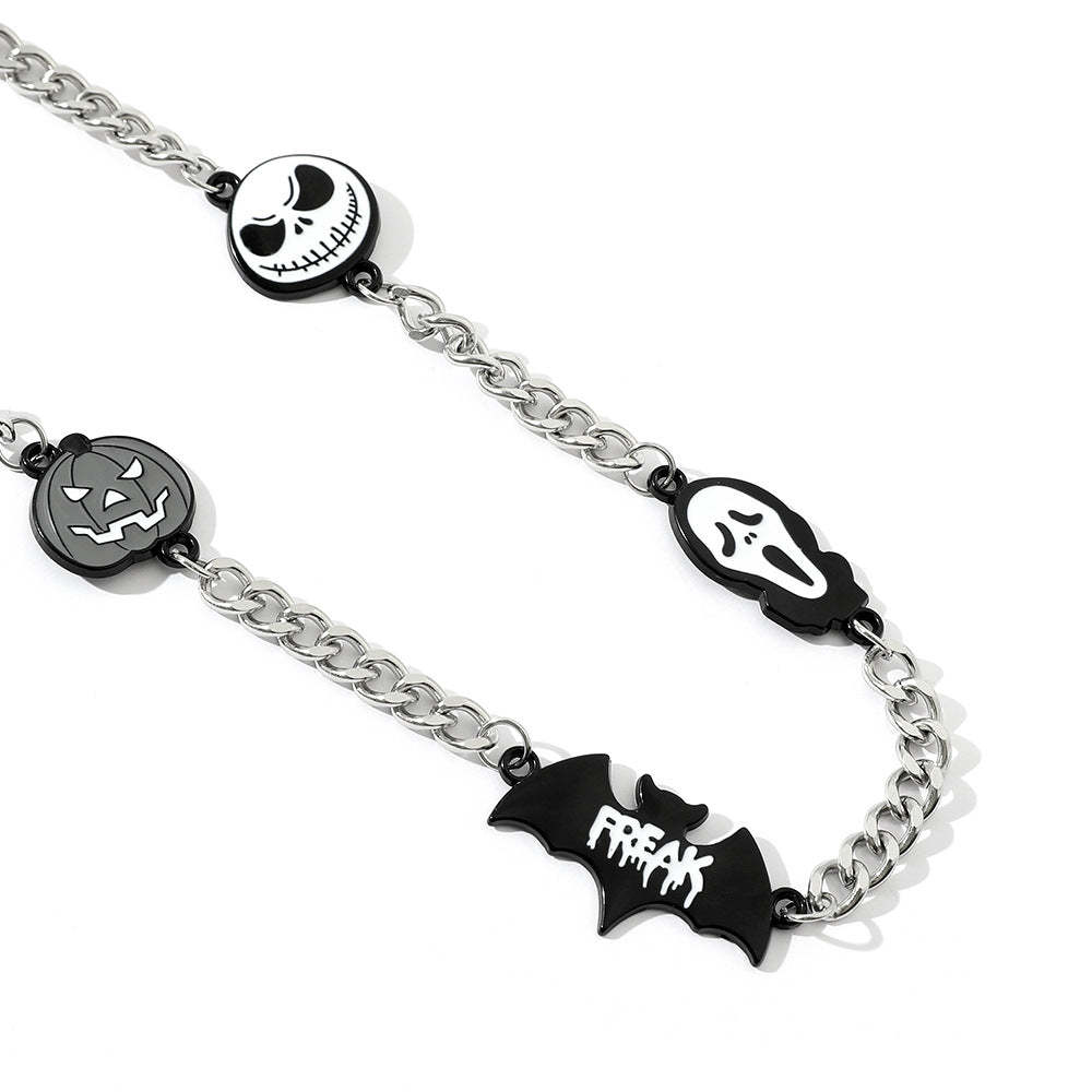 Skull Pumpkin Bat Necklace