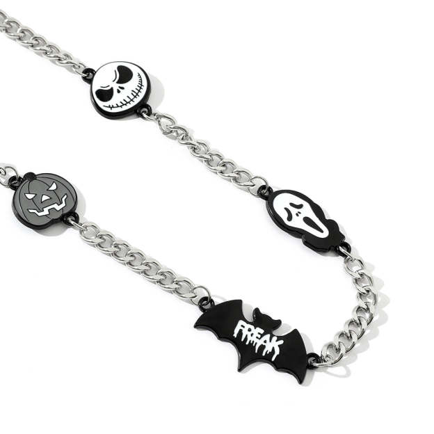 Skull Pumpkin Bat Necklace