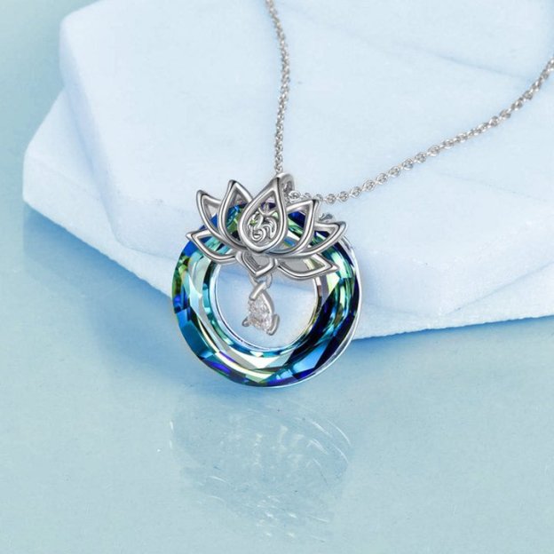 OM Crystal Hallow Lotus Necklace