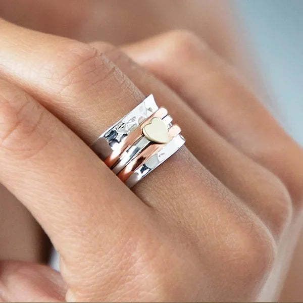 For Self - S925 Love Yourself Unconditionally Love Spinner Heart Ring