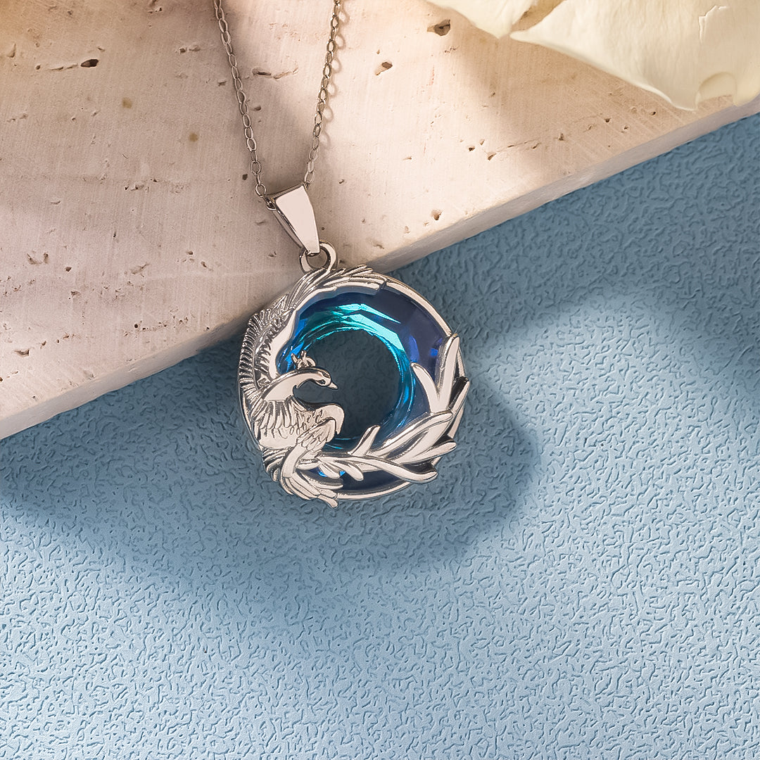 S925 I Survived Because The Fire Inside Me Burns Brighter Than The Fire Around Me Phoenix Crystal Necklace