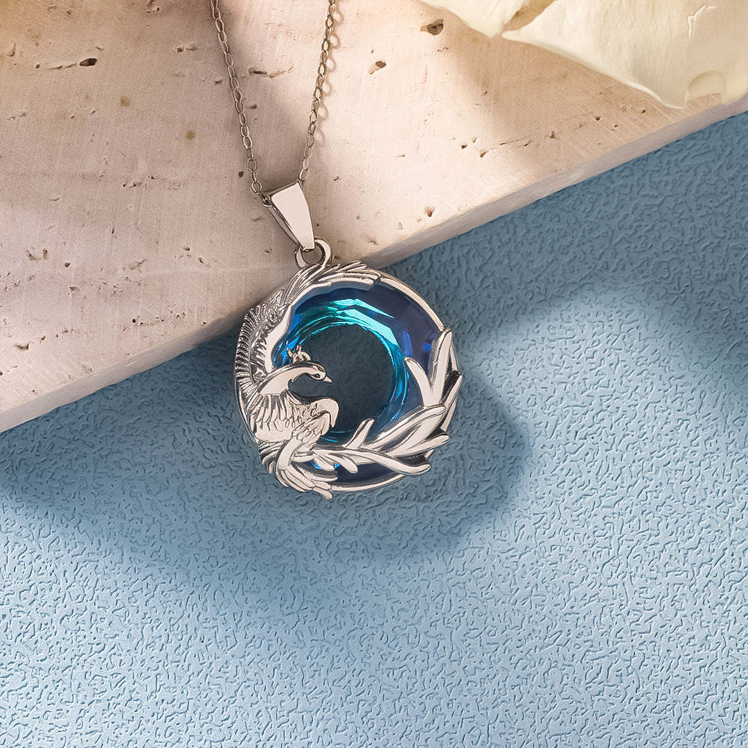 S925 I Survived Because The Fire Inside Me Burns Brighter Than The Fire Around Me Phoenix Crystal Necklace