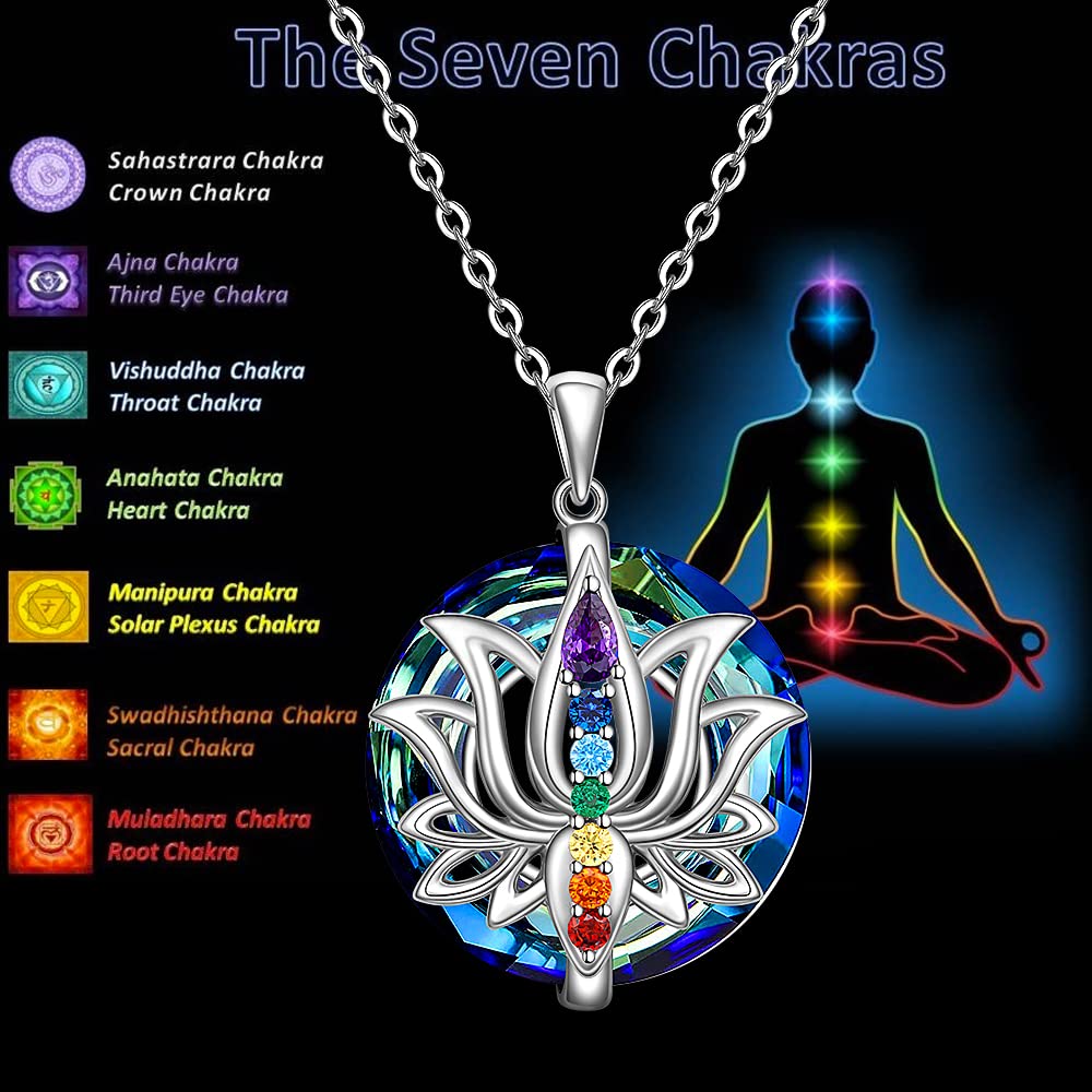 S925 Slow Down and Breathe Colorful Crystal Lotus Necklace