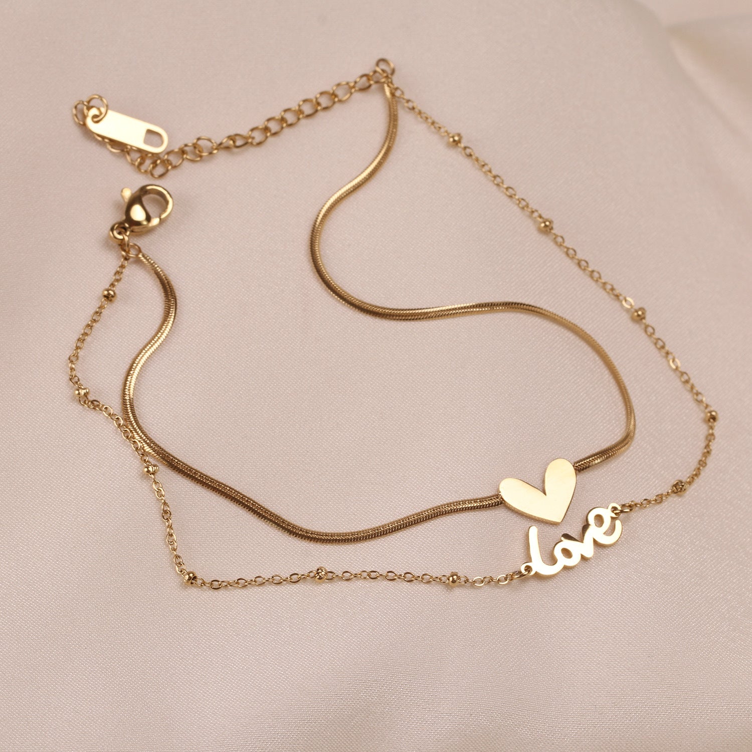 Love Heart Stacked Anklet