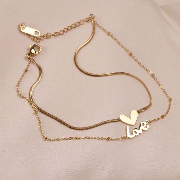 Love Heart Stacked Anklet