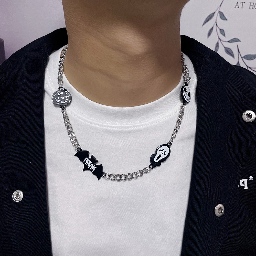 Skull Pumpkin Bat Necklace
