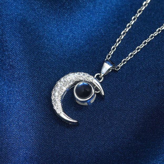 I Love You to the Moon and Back Projective Moon Necklace