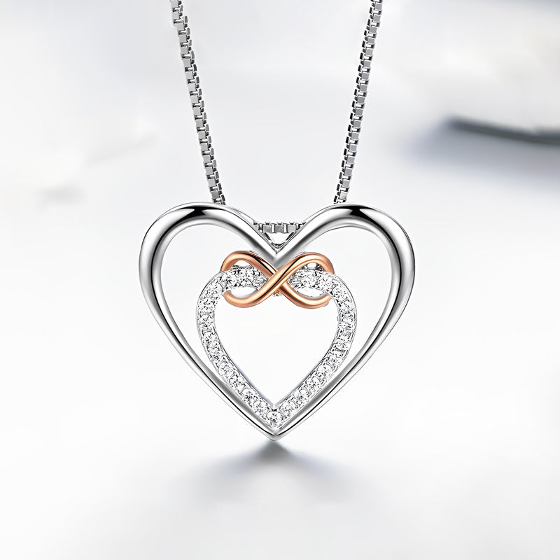 For Granddaughter - S925 Always Keep Me in Your Heart for You are Always in Mine Two hearts Infinity Necklace
