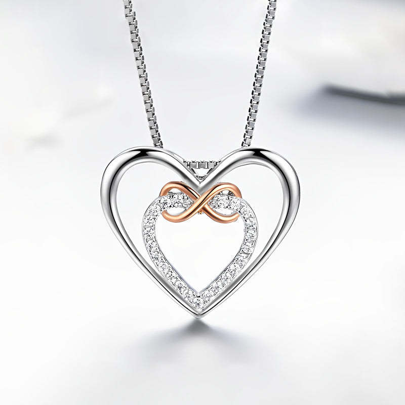 For Granddaughter - S925 Always Keep Me in Your Heart for You are Always in Mine Two hearts Infinity Necklace