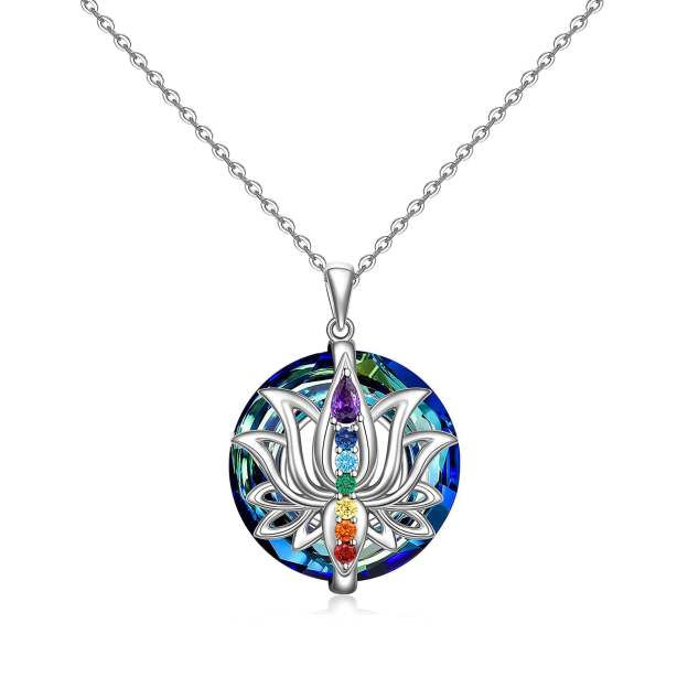 S925 Slow Down and Breathe Colorful Crystal Lotus Necklace