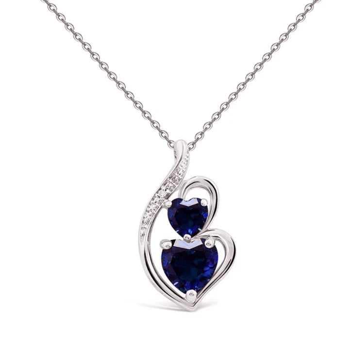 For Granddaughter - We're Connected by The Heart Blue Heart Crystal Necklace