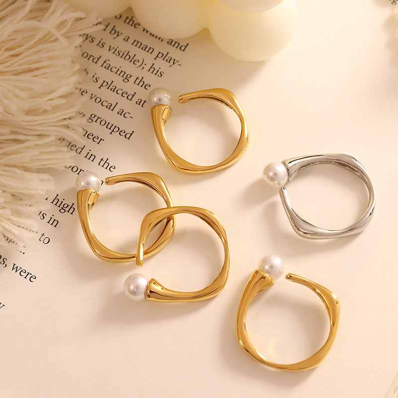 Pearl Square Simple Stackable Ring