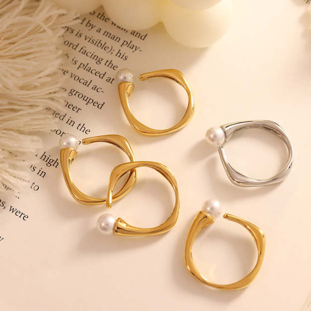 Pearl Square Simple Stackable Ring