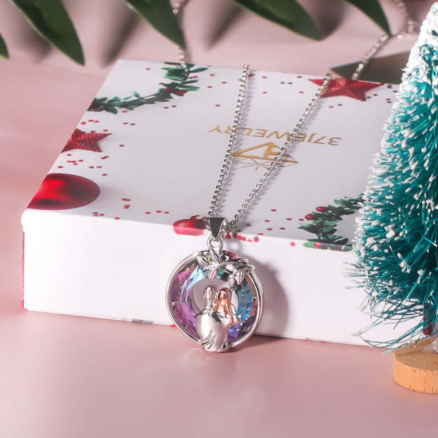 For Daughter - S925 When Life Tries to Knock You Down This Old Lion Will Always Have Your Back Circle Crystal Necklace